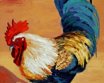 Ceramic Art Tile: Village Rooster, Pretty Boy