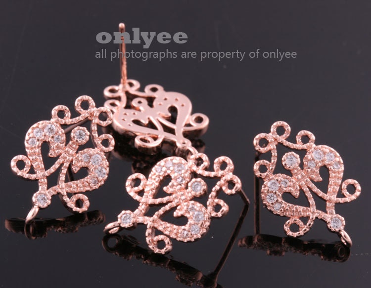 1pair/2pcs18mmX11mm Bright Rose Gold Plated over Brass