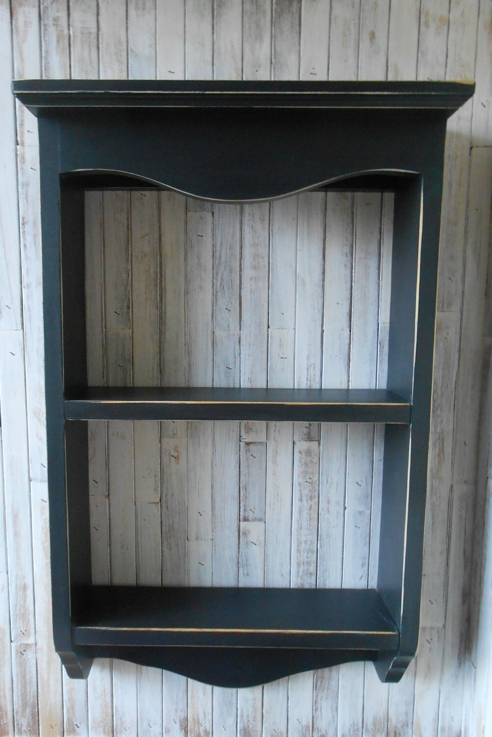 Black Distressed Shelf Display Shelf Wall by AtticJoys1 on Etsy