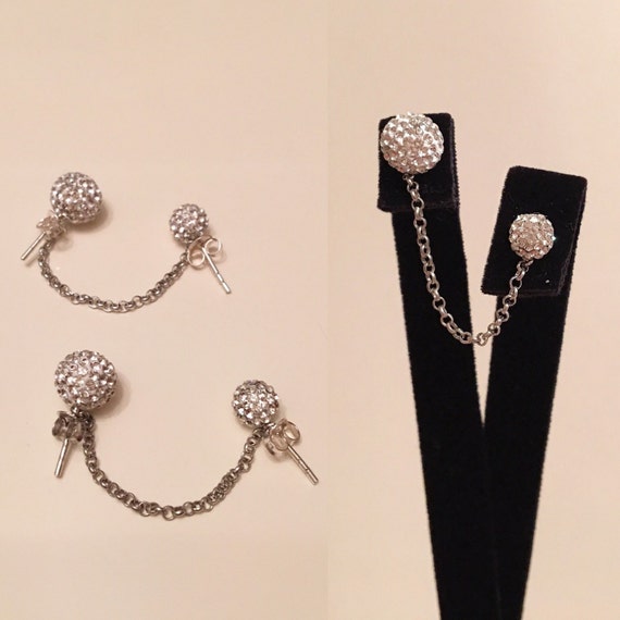 Items similar to Sterling Silver 925-Double Piersing Disco Ball Chain ...