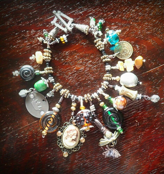 Items similar to Everything Charm Bracelet Boho Gypsy Charm Bracelet