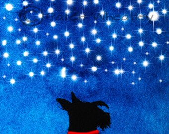 Scottie Dog Art Print Scottish Terrier 'Moon and Stars' #10