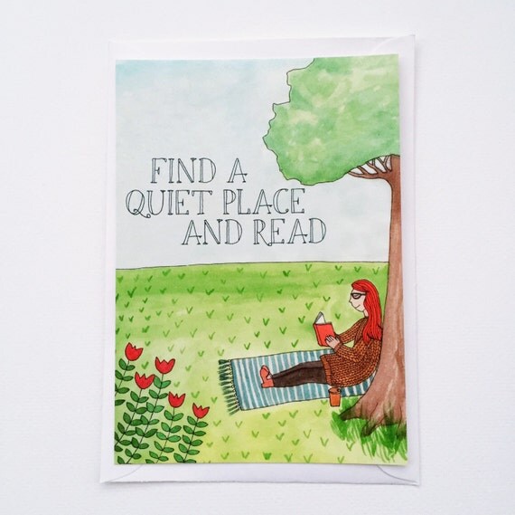 Find A Quiet Place and Read Postcard by sarahfrancesart on Etsy