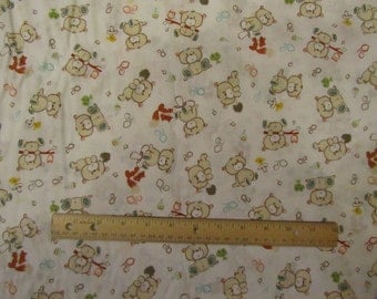 White with Woodland Animal/Fox/Bear/Owl Fabric by the Yard