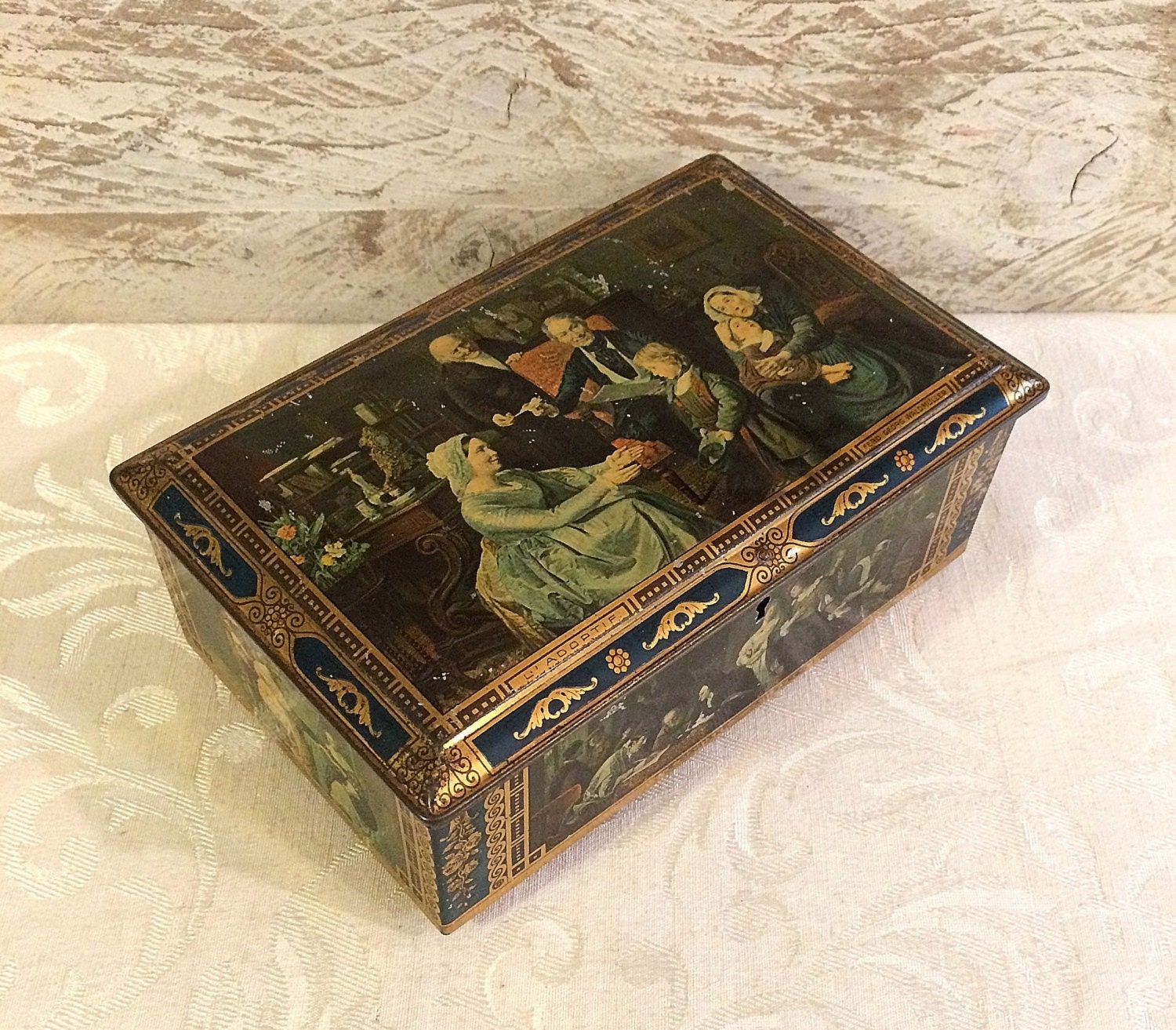 Antique Tin Trinket Box Dutch Master Paintings by tinprincess