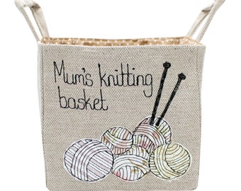Knitting basket, storage basket, wool basket, yarn holder, crochet basket, craft organizer, Mothers Day, Hygge, storage bin