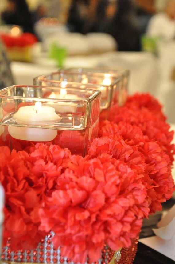 Items similar to Flower boxcandle holder Centerpiecesgold blinged