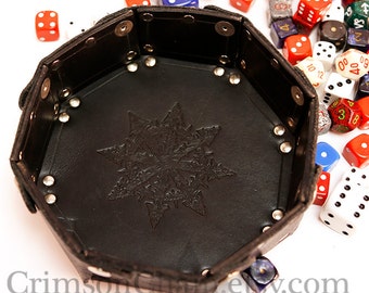 Chaos Star - Black - collapsible dice tray by Crimson Chain Leatherworks