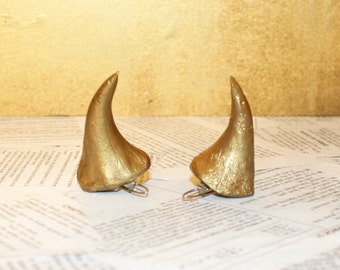 Custom Handmade Small DEVIL HORNS Demon Hair Clips in Glitter or Bone Texture • ANY Color