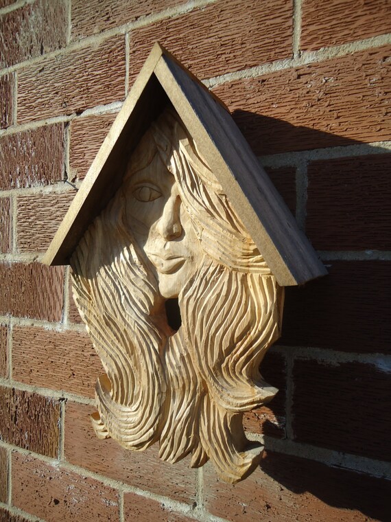 Female birdhouse Birdhouse face Rustic decor Outside