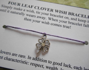 Four Leaf Clover - Wish Bracelet - Choose Your Color
