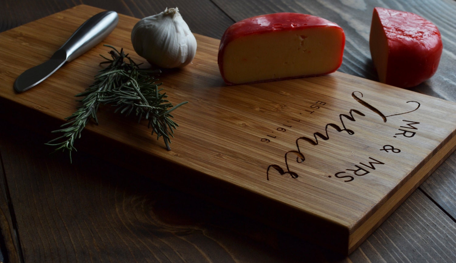 Personalized Cheese Board Engraved Bamboo Wood Mr. & Mrs. | Etsy