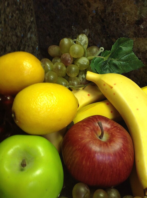 Vintage Artificial Fruit Props Kitchen Decor Bananas Apples