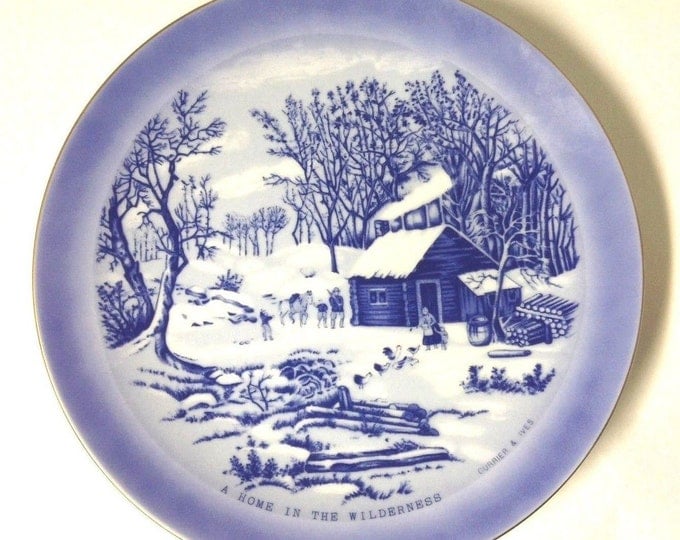 Set of 3 Vintge Currier and Ives Winter Scenes Collectible Plates Porcelain 8 1/2 Inch