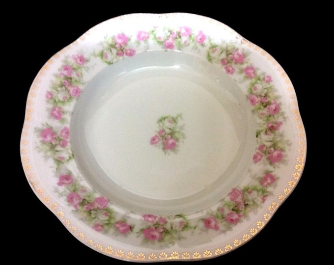 Set of 5 Vintage Bavarian Z S and Co Dessert Bowls 9 Inch, Bavaria Mignon, Rose Buds, Vintage Dish Ware