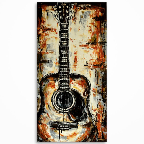 Guitar painting Acoustic Guitar art Music art Original