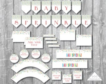 Baby Sprinkle Party Printables, Baby Sprinkle Shower, Baby Shower Printables, Baby Shower Decorations, Sprinkle Shower, Instant Download
