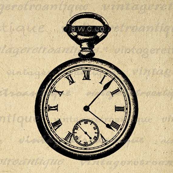 Antique Pocket Watch Graphic Image Download by VintageRetroAntique