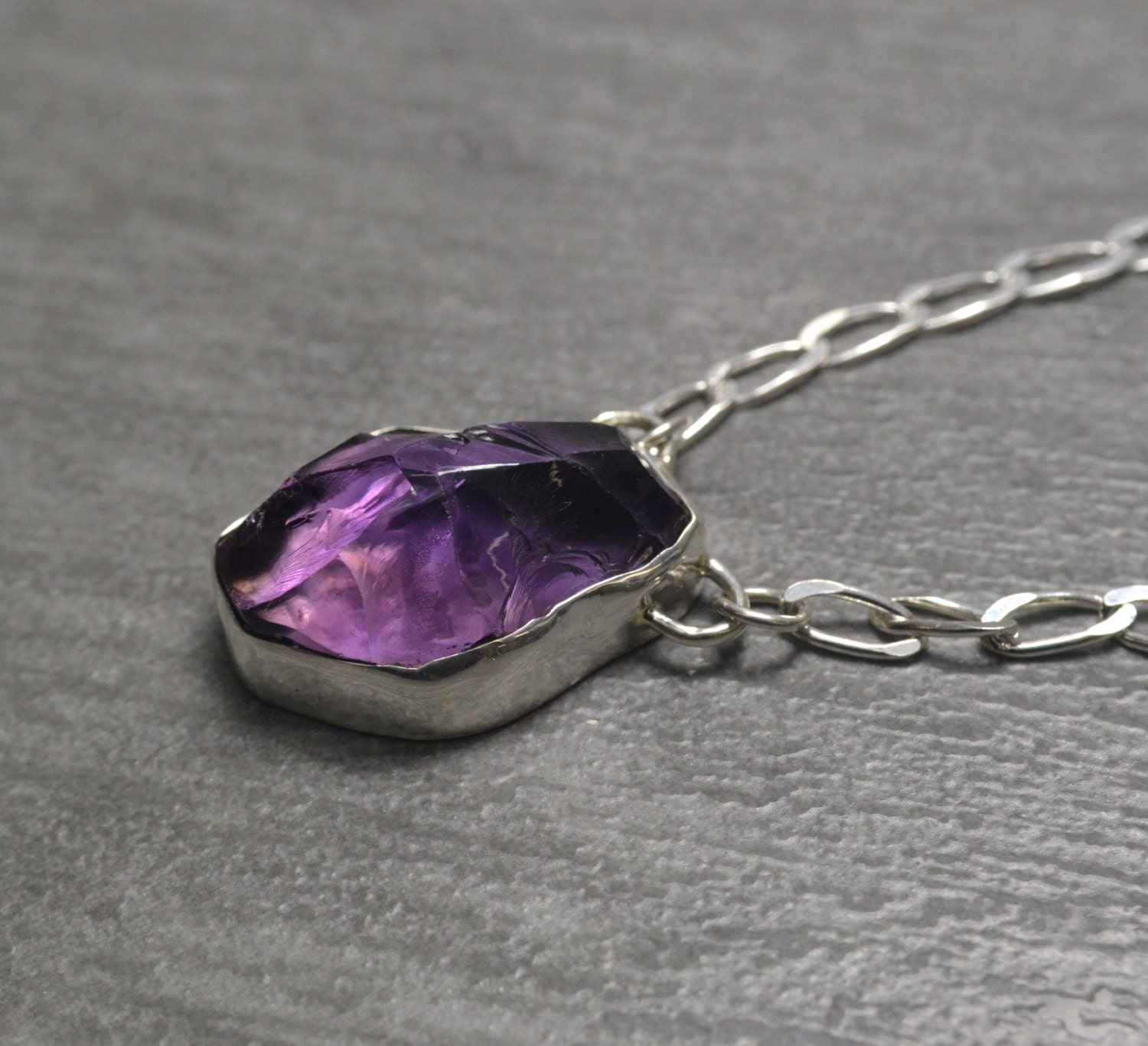 raw amethyst pendant
