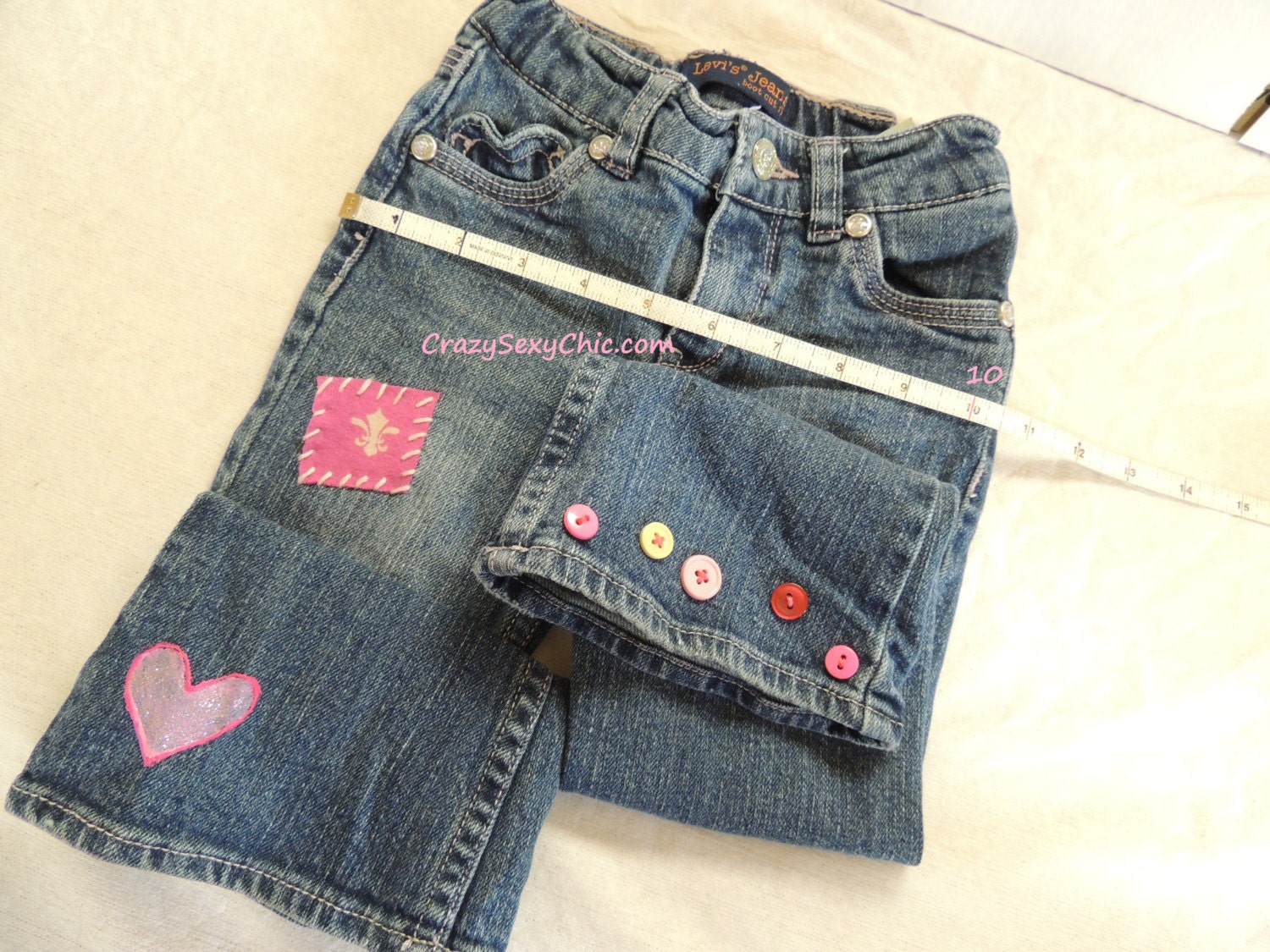 Customized Toddler Girls Jeans size 3T Adjustable waist