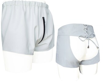 Sexy Leather Chaps Shorts - White - Custom Made To Order SO2011