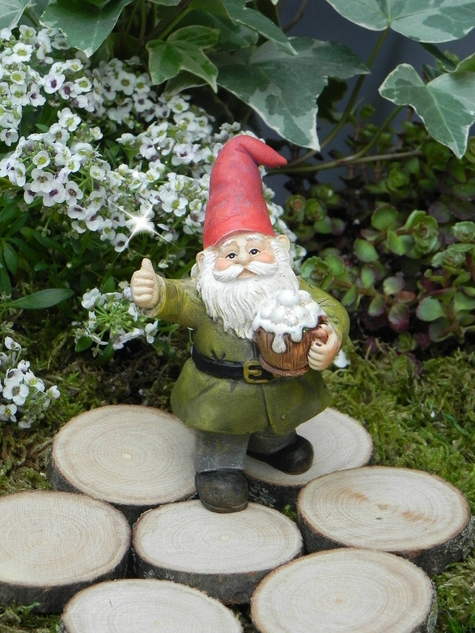 Miniature Gnome fairy garden accessories cheers beer fairy