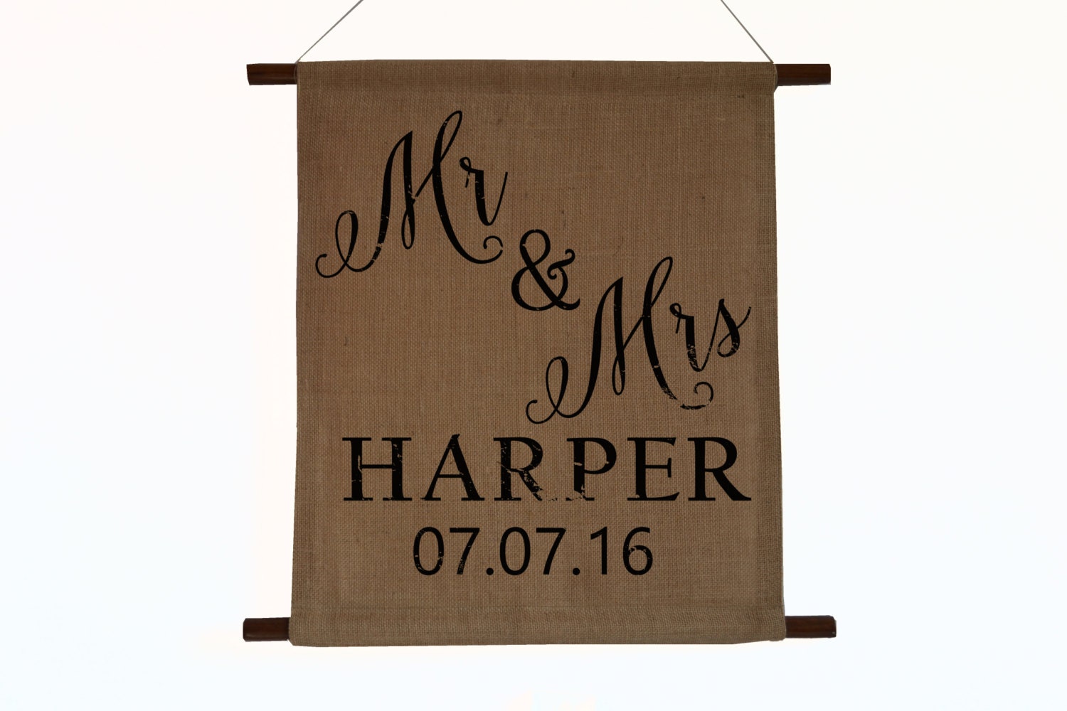 Personalized Wall Hanging Custom Burlap Banner Jute Wall