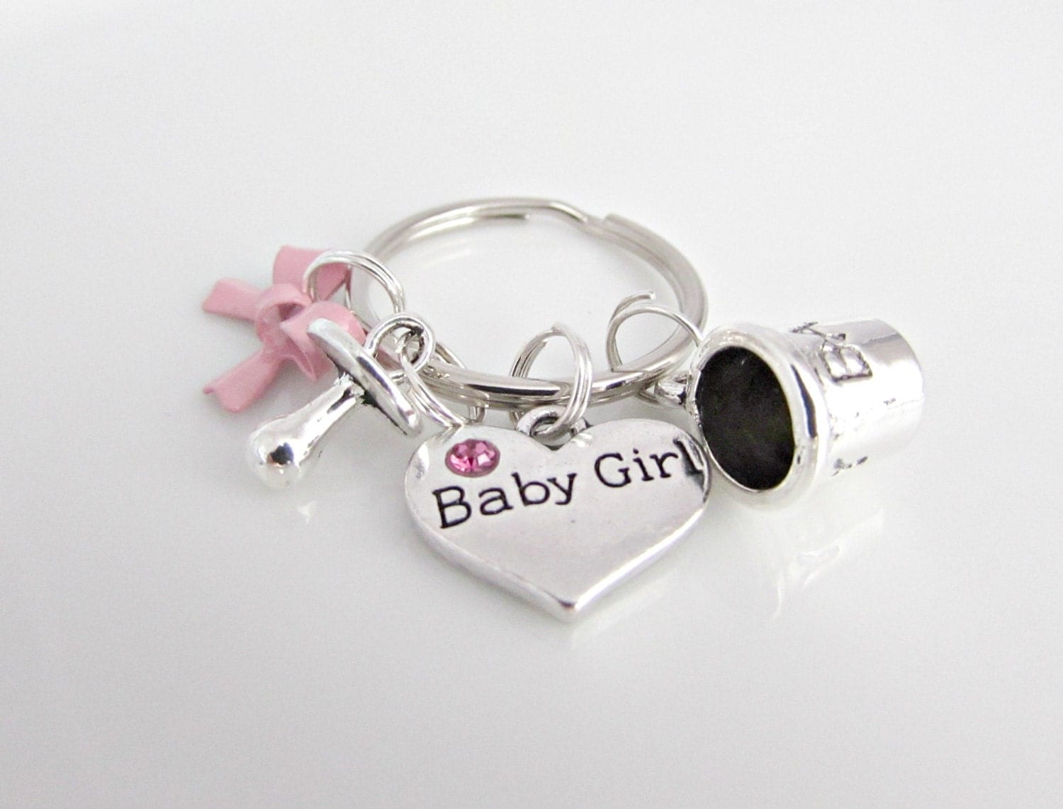 Baby Keychain New Baby Keyring Baby Girl by LittleEnglishJewelry