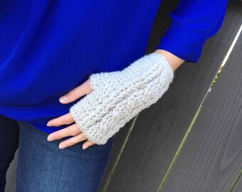 Crochet Cable-Knit Fingerless Gloves
