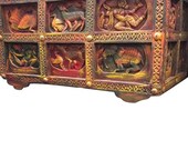 Antique Indian Tribal Chest Carved Sideboard Reclaimed Colorful Damachiya