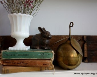 Large brass vintage apple // rustic decor // brass apple