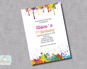 Paint Splatter Birthday Invitation