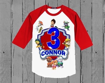 Paw Patrol Birthday Shirt - Paw Patrol Shirt - Raglan available