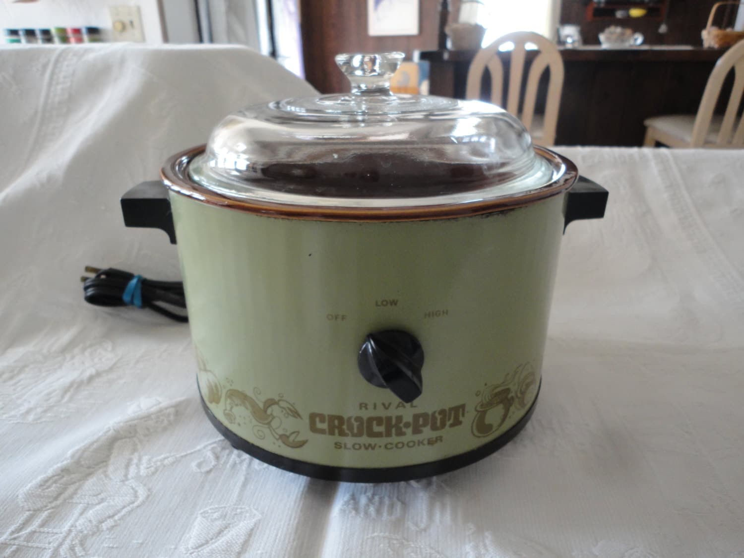 Vintage Rival Green Crock Pot Slow Cooker 2 Quart Kitchen