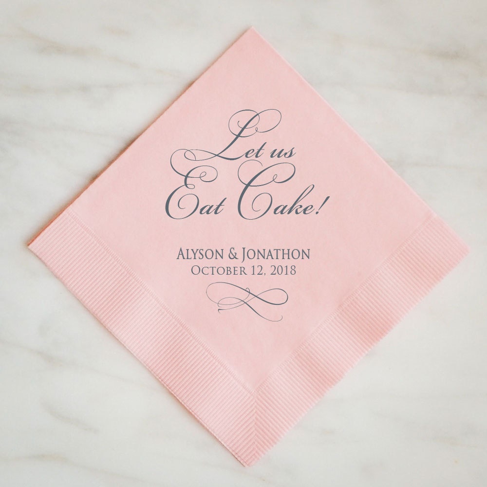 Let Us Eat Cake Personalized Napkins Wedding Reception