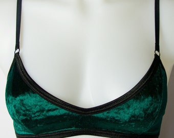 ON SALE Velvet bralette in forest green