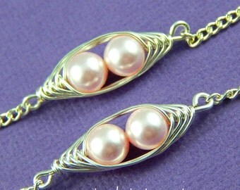 Two Peas In A Pod Best friend Bracelet Set, Select Your Color