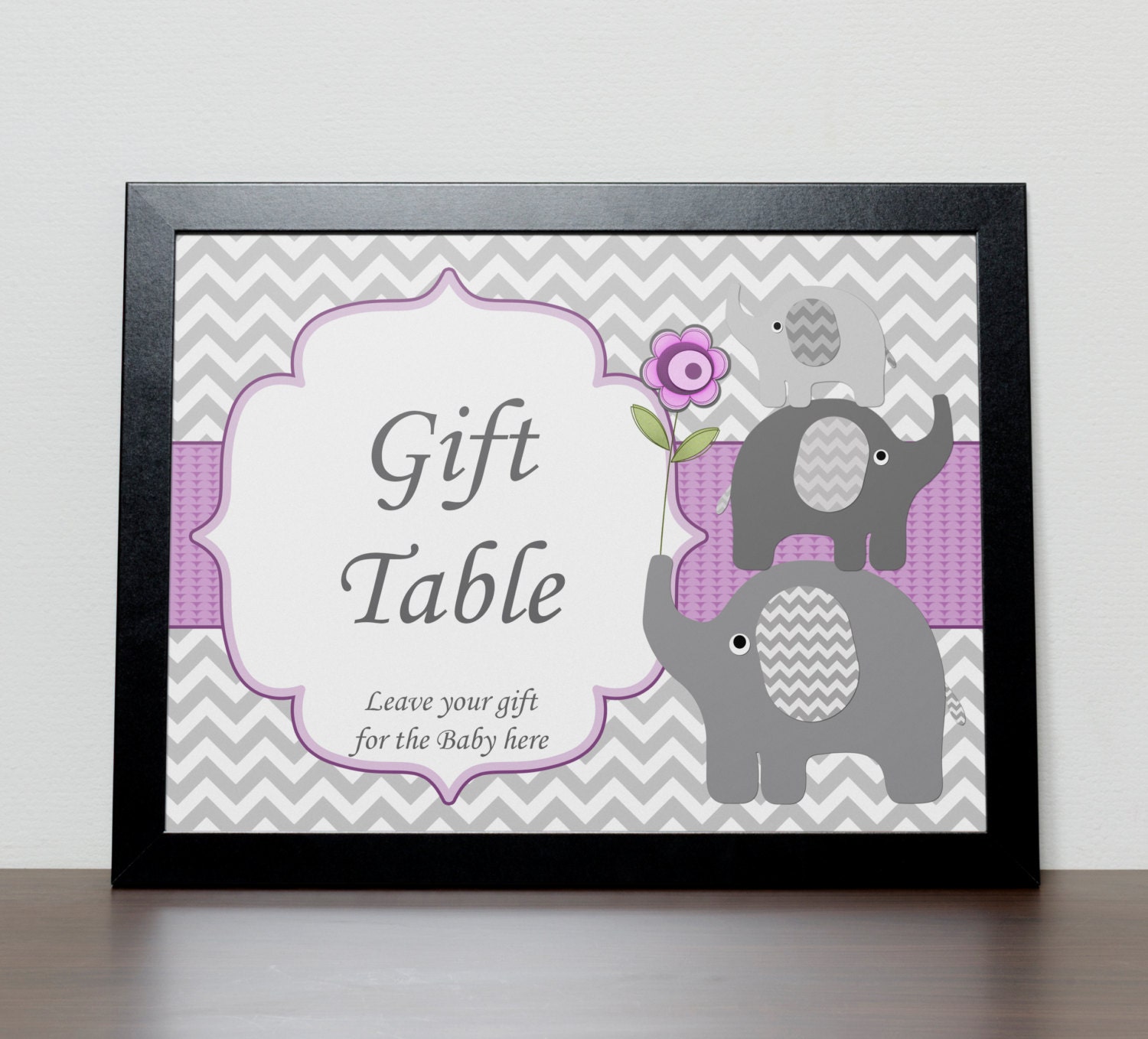 Elephant Girl Baby Shower Gift Table Sign Decor 50pg Instant