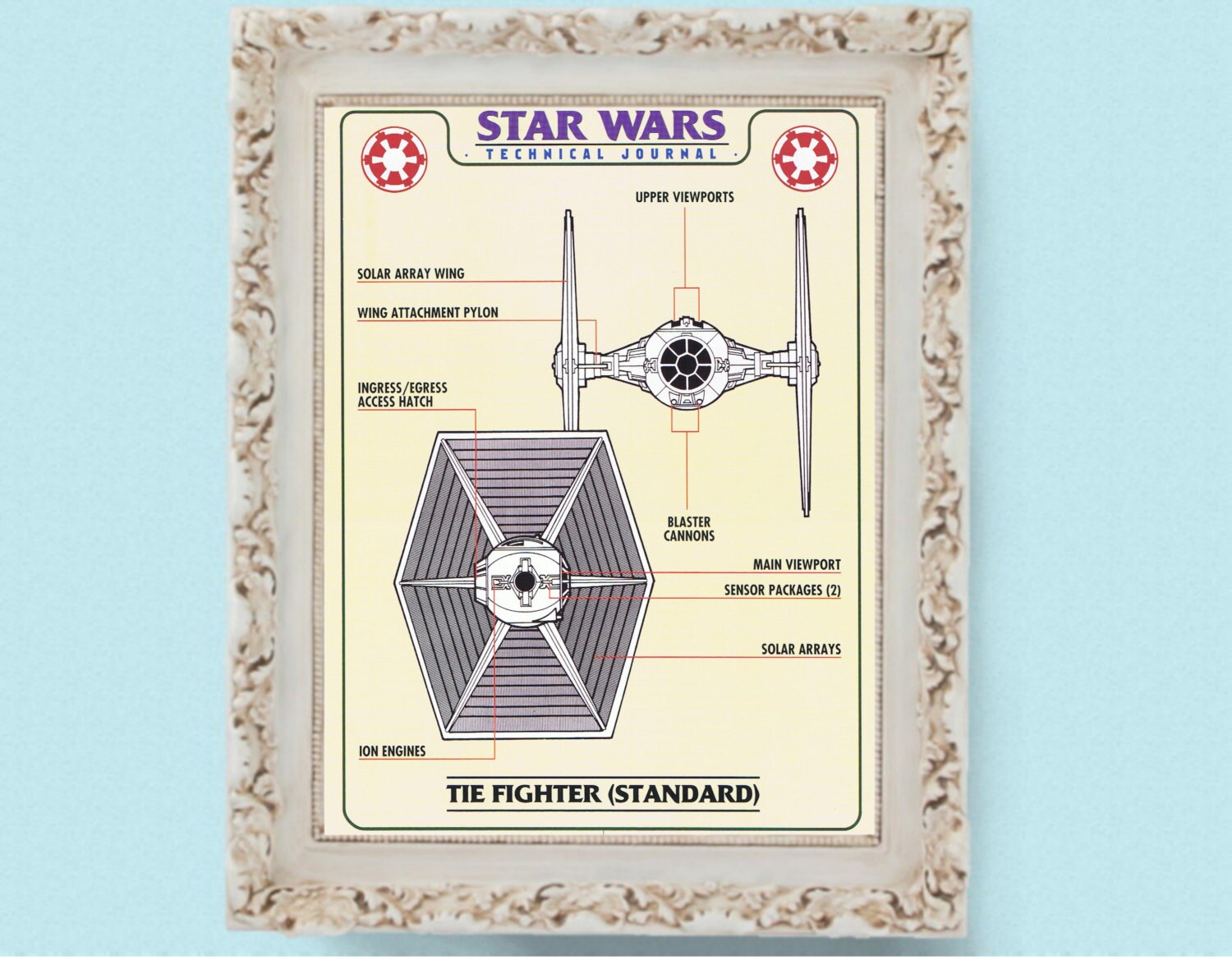 star wars tie fighter technical drawing blueprint page