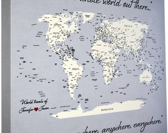 Custom map with push pins, cool gift for couples, US Or world map personalized, push pin, map for push pins, unique world map art push pin