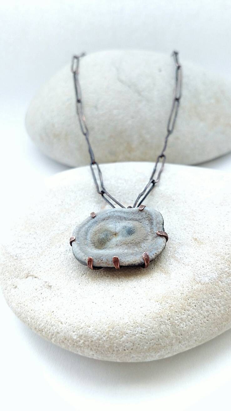 Handmade concha geode necklace with by MysticMuseJewelry on Etsy