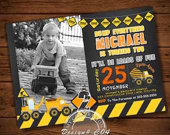 Dump Truck Birthday Invitation, Construction Birthday Invitation, Construction Party, Construction Birthday, Construction Invitation, Boys