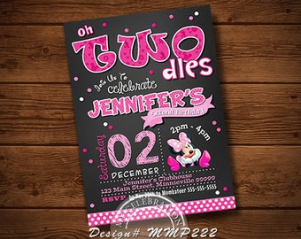 MINNIE MOUSE INVITATION, Minnie Mouse Card, Birthday Card, Party Invitation, Disney Invitation, Pink, Chalkboard, Chalkboard Invitation