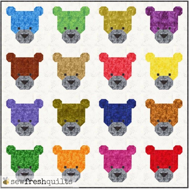 Teddy Bears Quilt Pattern PDF Instant Download modern