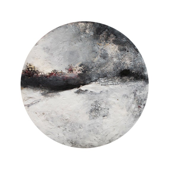 Circular Minimalist Abstract Original Painting Round Canvas