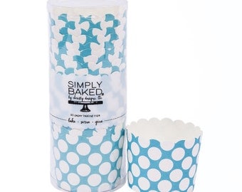 CLEARANCE! - Turquoise Polka Dot Baking Cups, 20 Count - Wedding, Bridal, Baby Shower, Birthday