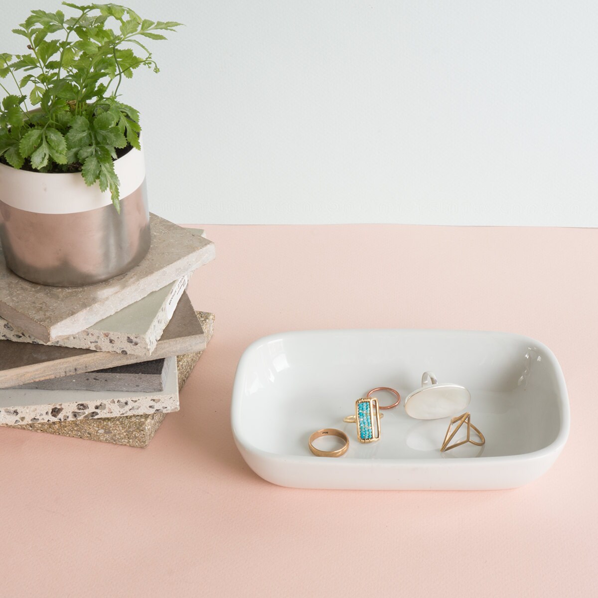 Vintage Ceramic Jewelry Dish White Modern Jewelry Dish Catch