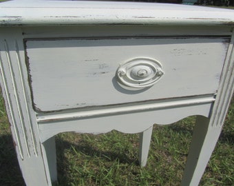 Shabby chic side table, nightstand ,vintage side table, end table,table, farmhouse decor, fixer upper, distressed white furniture, bedroom