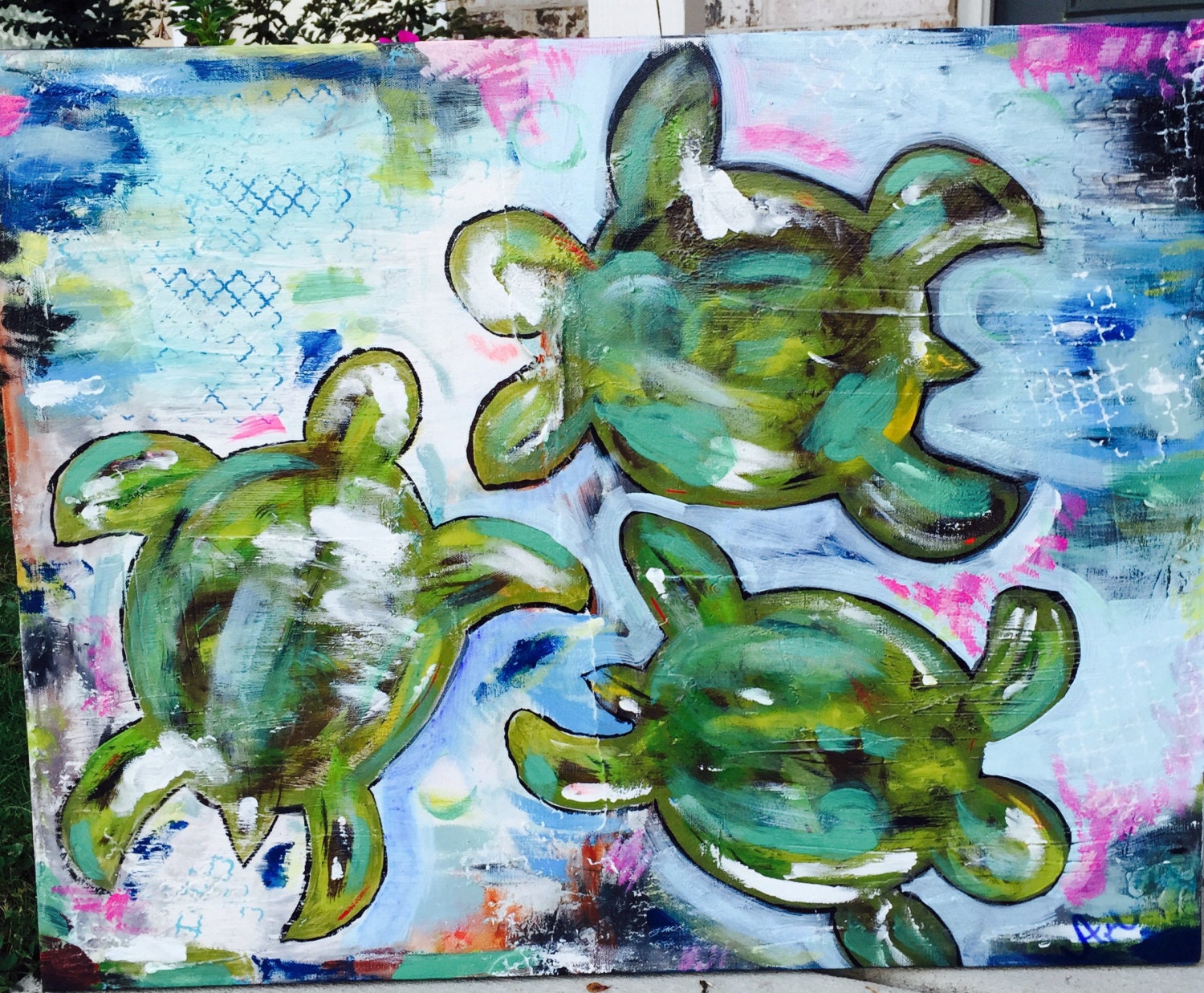 abstract sea turtle painting