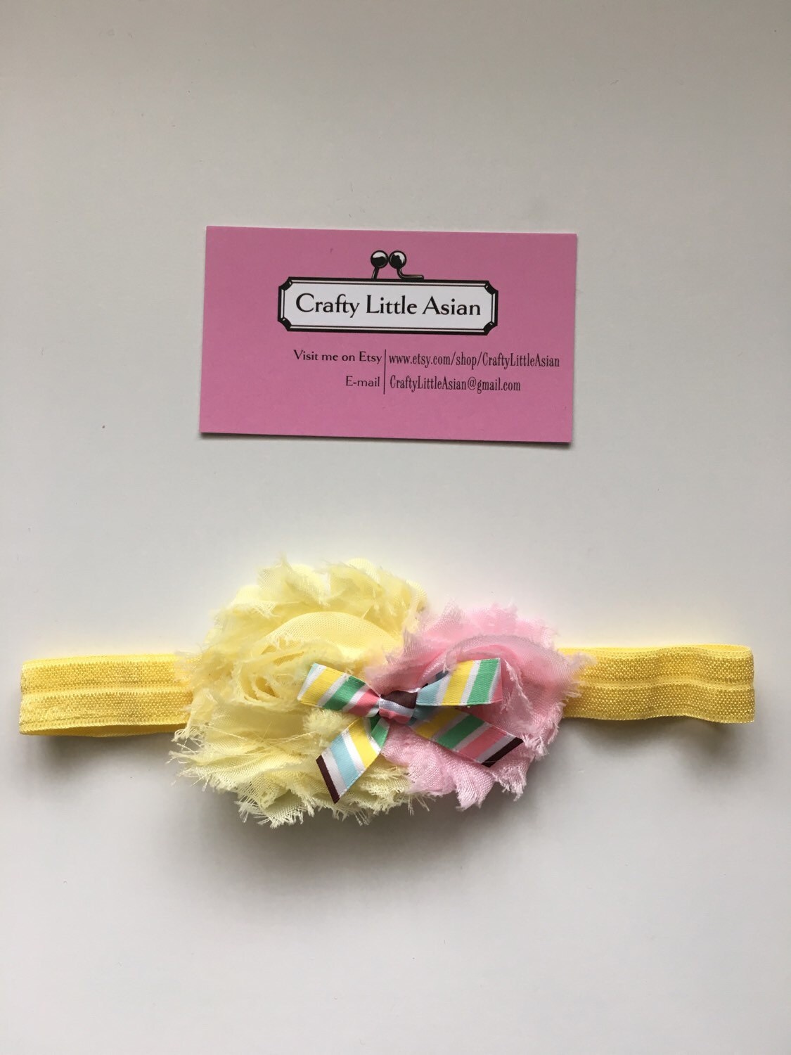 Infant/Toddler Baby Girl Headband Pastel Light Yellow and Pink